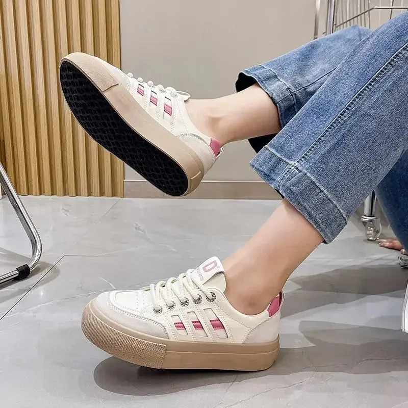 Women's Soft-Soled Casual Sneakers Thin Breathable Mesh Lined Slip-On Shoes For Autumn Versatile With Skirts Trendy Style