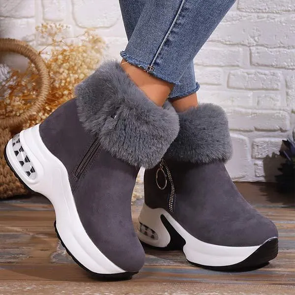 Women's Thick-Soled Fleece-Lined Snow Boots with Chunky Platform Sole 85848868C