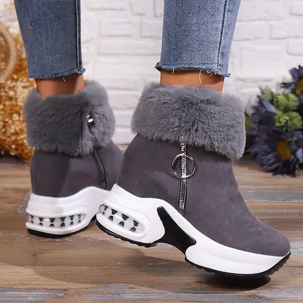 Women's Thick-Soled Fleece-Lined Snow Boots with Chunky Platform Sole 85848868C