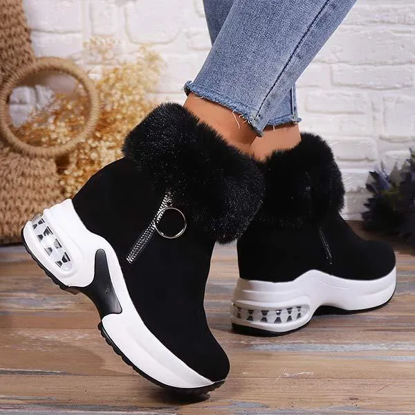 Women's Thick-Soled Fleece-Lined Snow Boots with Chunky Platform Sole 85848868C