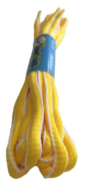 Yellow and White Oval Running Shoe Shoelaces - 6mm wide